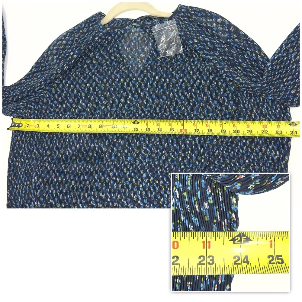 Madewell Crinkle Georgette Mini Dress Womens Size 1X Blue Floral Boho Peasant